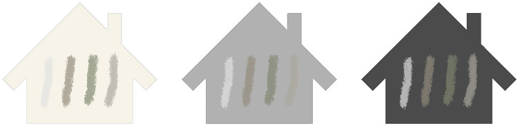 白・黒・グレーの家と各種汚れの目立ちやすさ比較